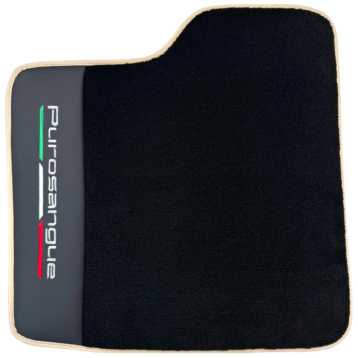 Black Floor Mats for Ferrari Purosangue with Leather and Beige Trim | Italian Edition - AutoWin