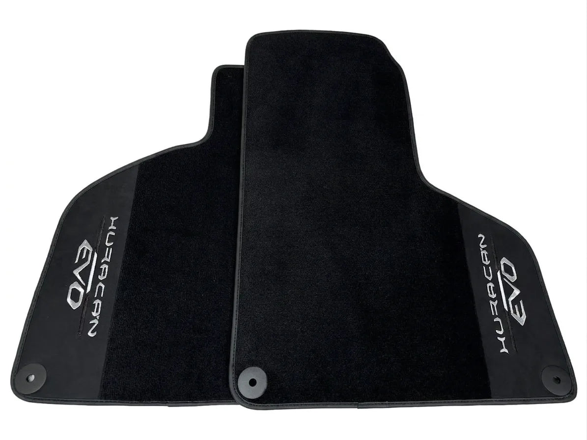 Black Floor Mats for Lamborghini Huracan EVO (2019-2024) with Black Alcantara Leather Black trim