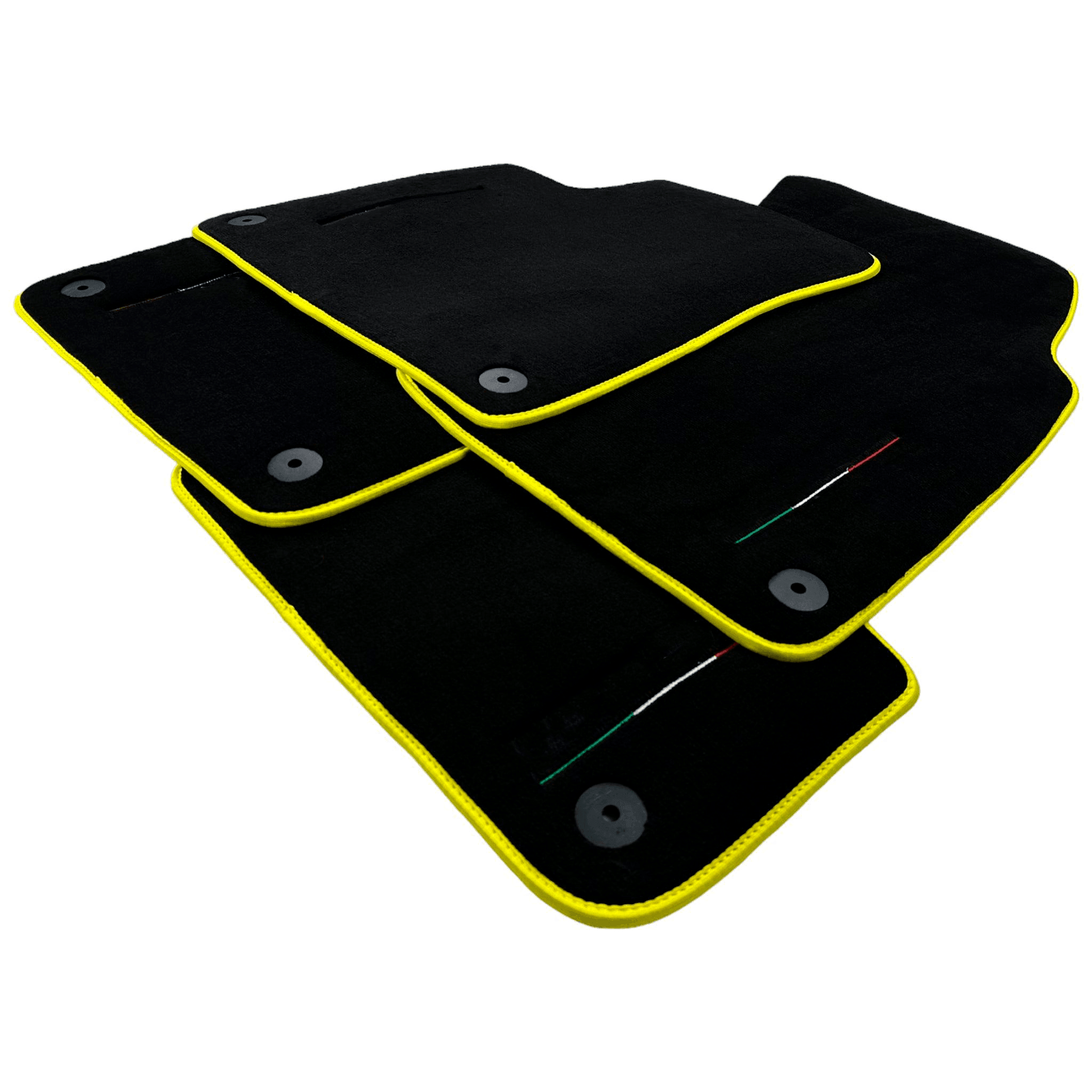 Black Floor Mats For Lamborghini Urus Tailored With Yellow Trim - AutoWin