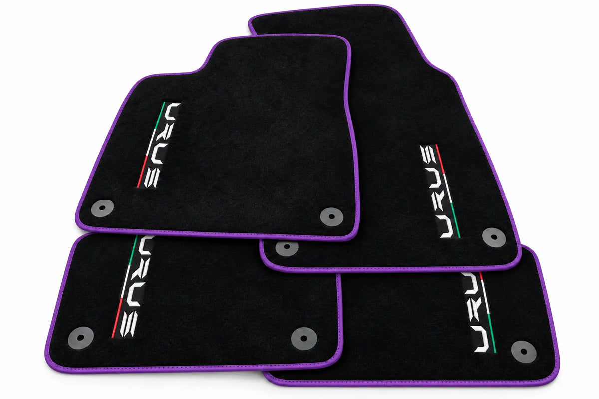 Black Floor Mats For Lamborghini Urus Tailored With Yellow Trim Purple trim
