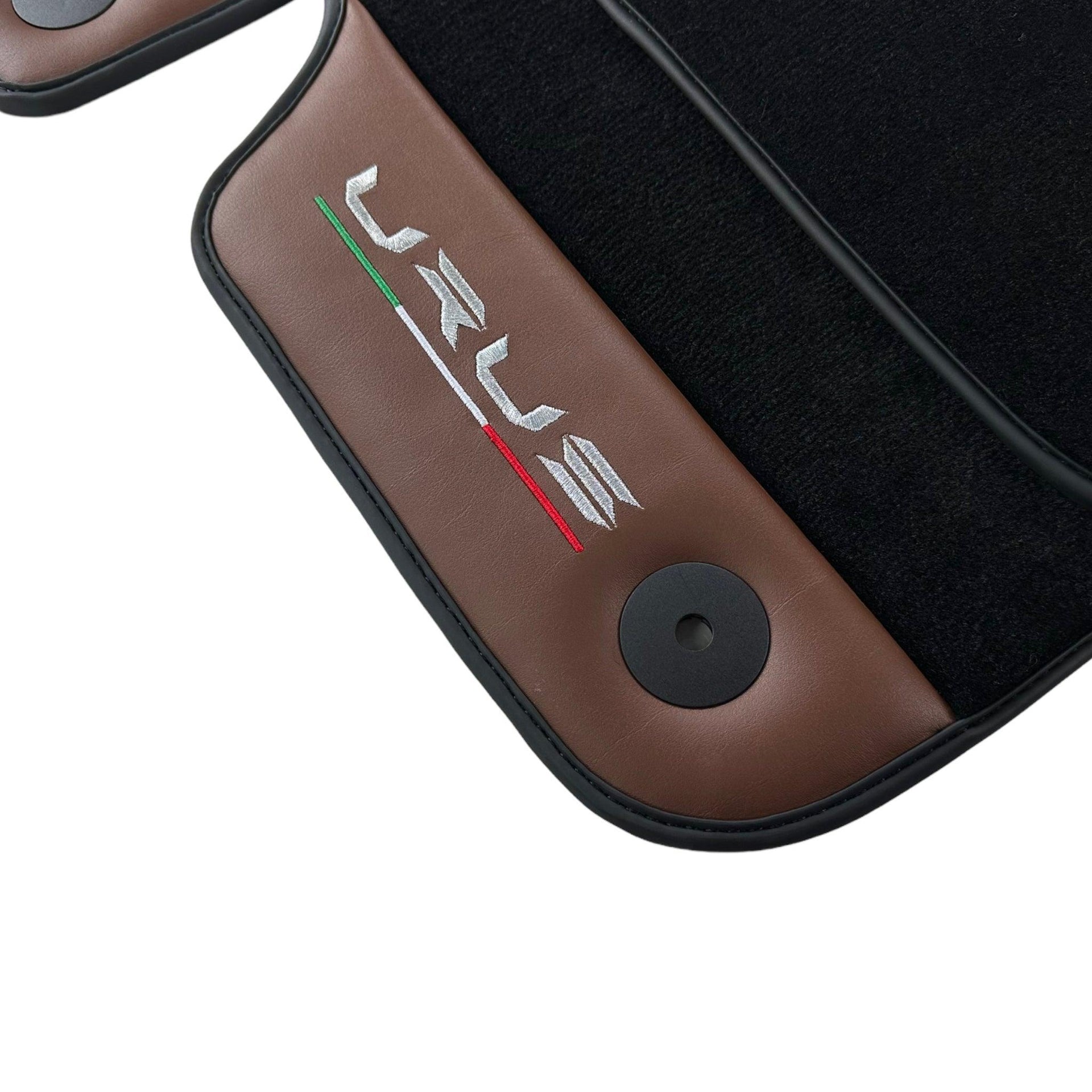 Black Floor Mats for Lamborghini Urus With Brown Leather - AutoWin