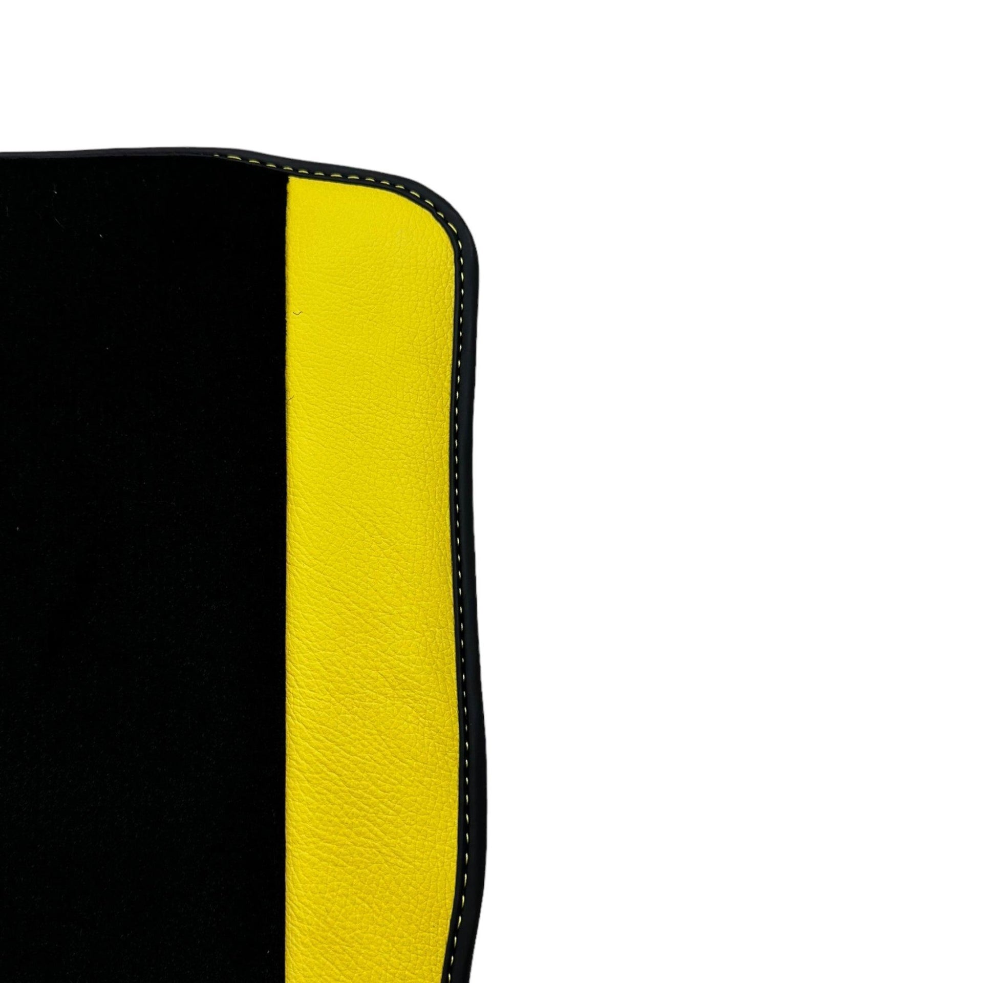 Black Floor Mats For McLaren 720S Year 2017-2021 With Yellow Leather - AutoWin