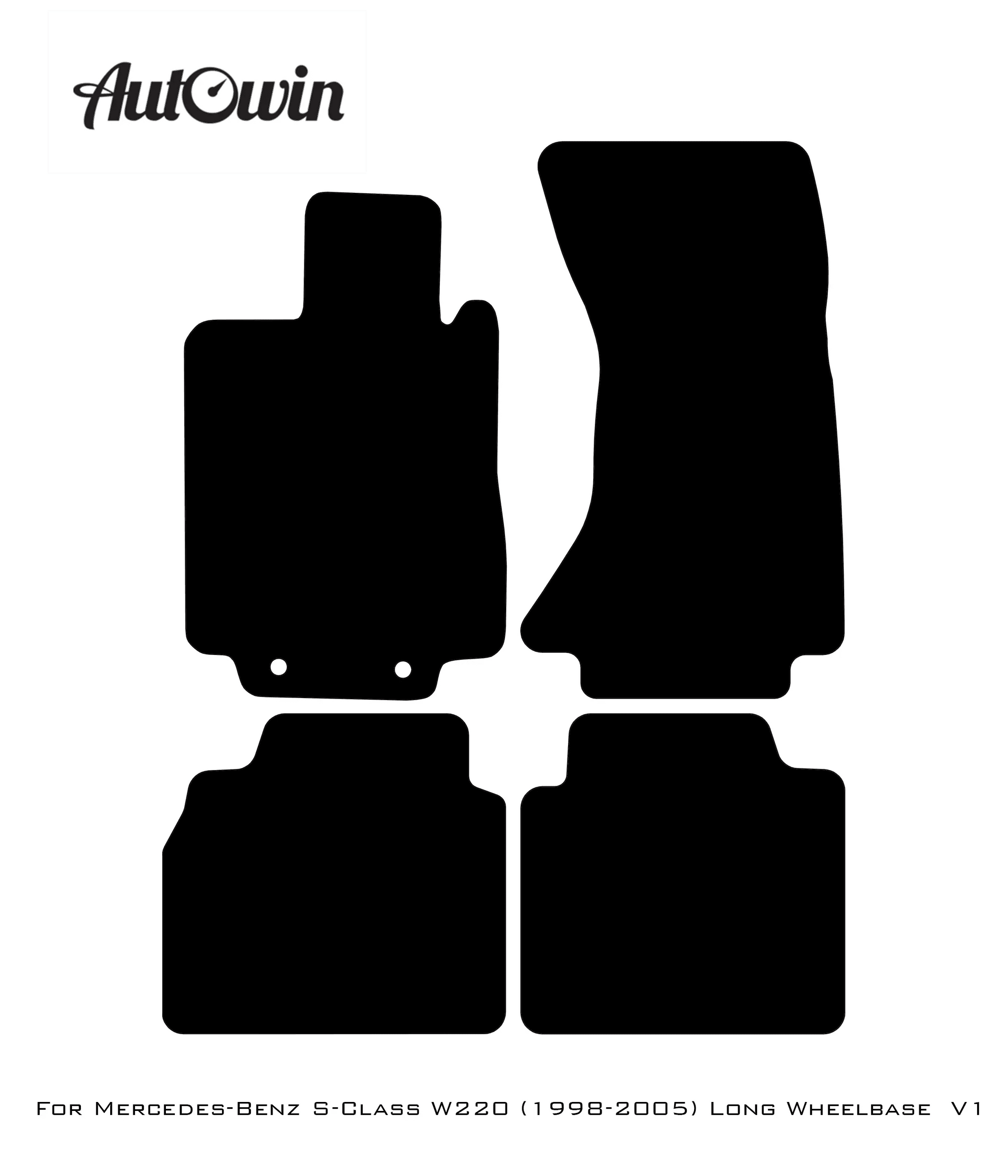 Black Floor Mats For Mercedes Benz S-Class W220 (1998-2005) Long Wheelbase | Limited Edition - AutoWin