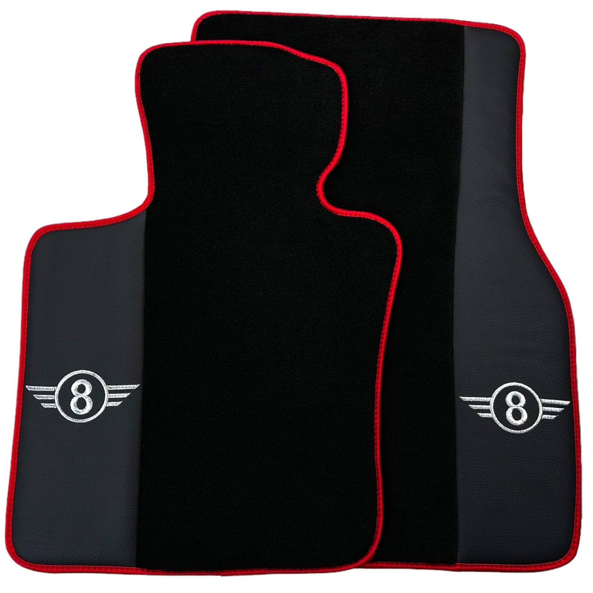Black Floor Mats for Mini Cooper F56 (2013-2022) with Leather and Red Trim - AutoWin