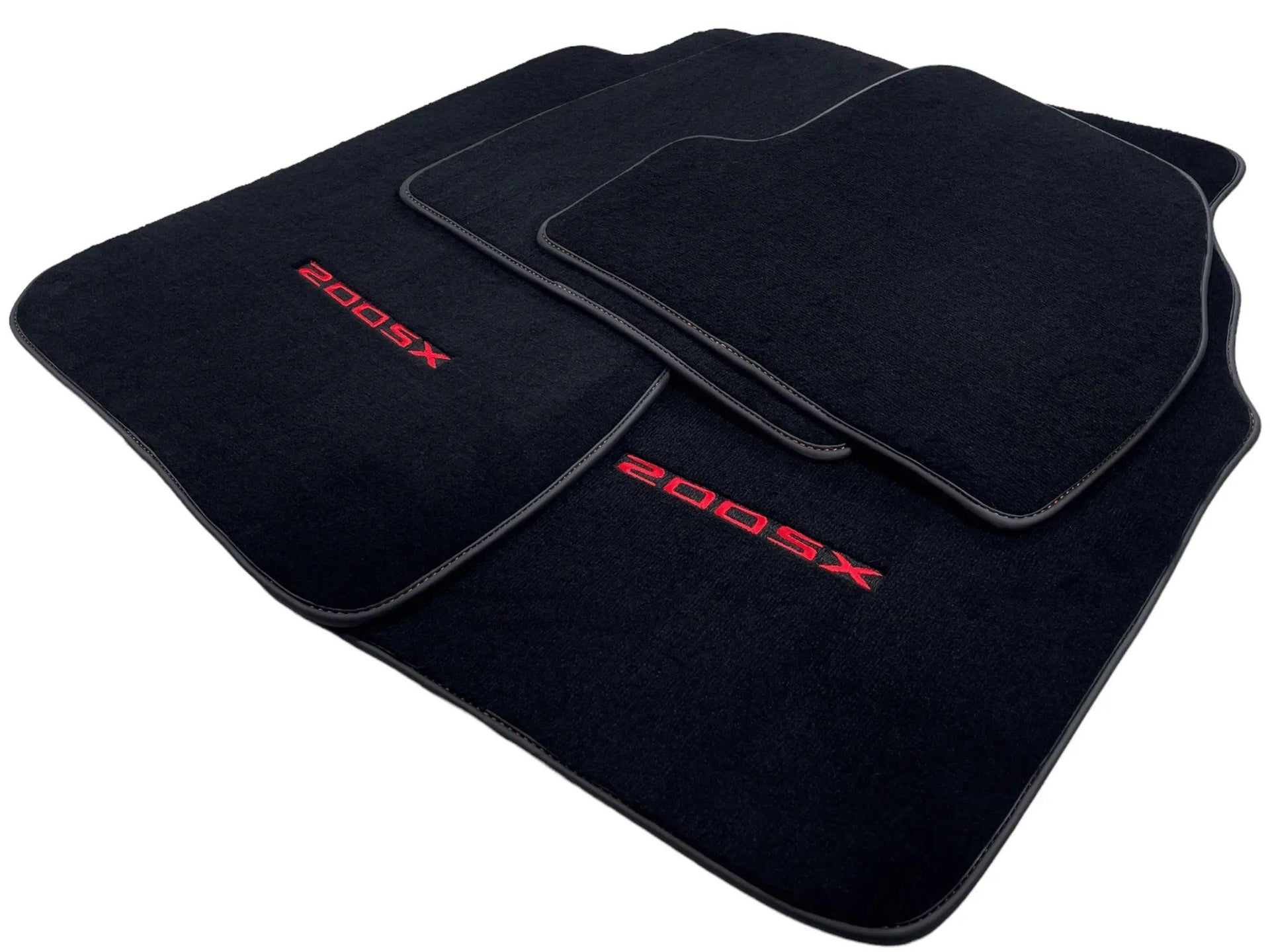 Black Floor Mats For Nissan 200 SX (1995-2000) Tailored With Red Logo - AutoWin
