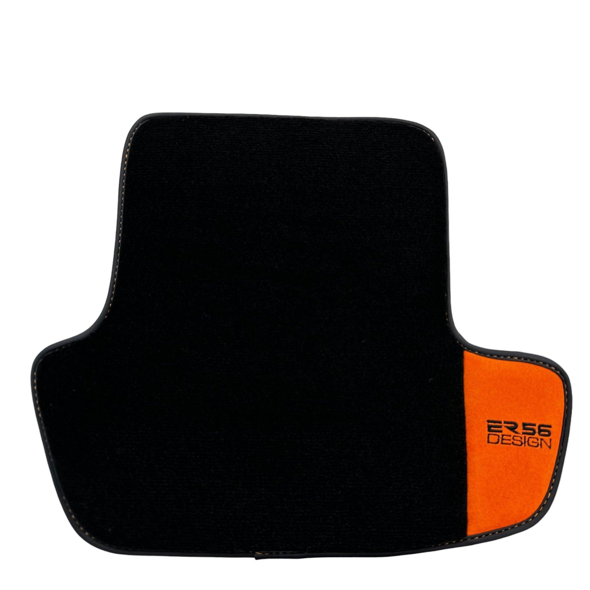 Black Floor Mats for Porsche 911 - 992 (2019-2024) Orange Alcantara ER56 Design - AutoWin