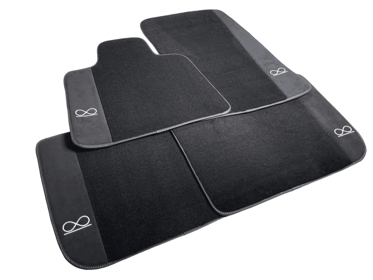 Black Floor Mats For Rolls Royce Black Badge Ghost Series II (2021-2024) Fluorescent Logo