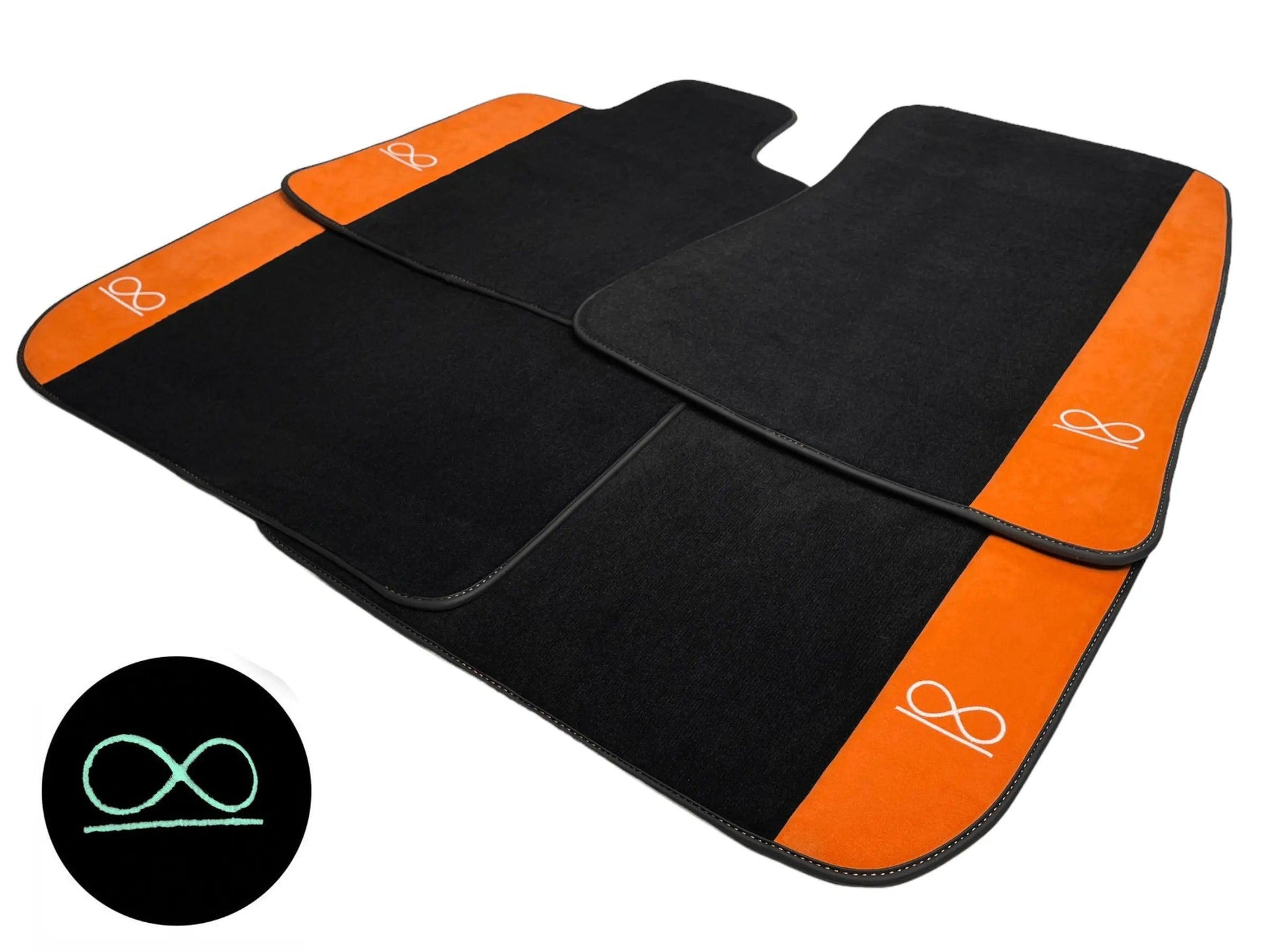 Black Floor Mats For Rolls Royce Black Badge Wraith Orange Alcantara - AutoWin