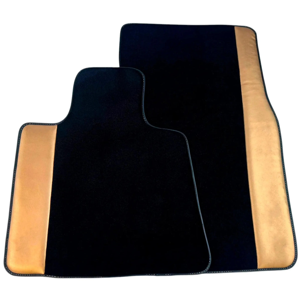 Black Floor Mats for Rolls Royce Dawn (2016-2023) with Golden Leather