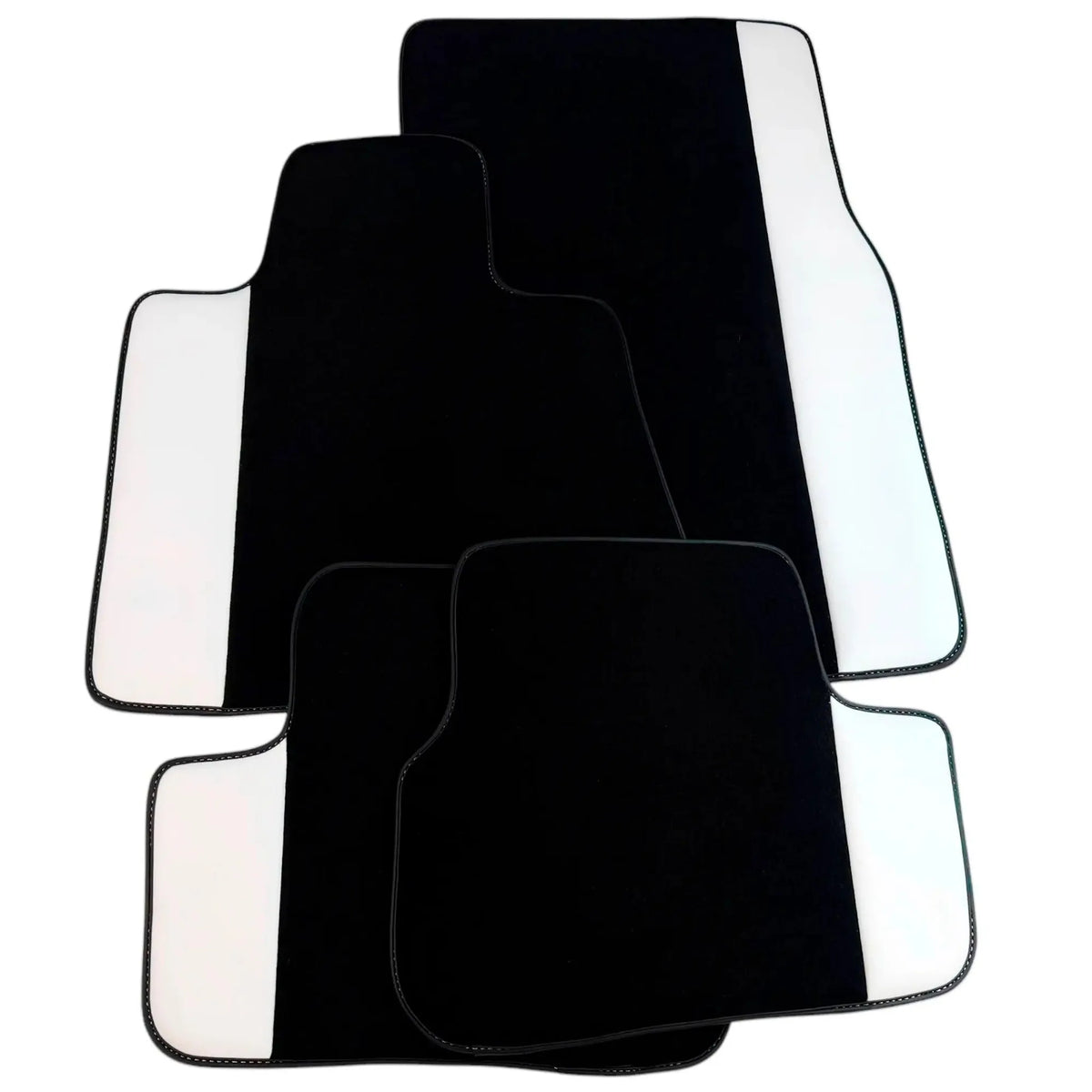 Black Floor Mats for Rolls Royce Dawn (2016-2023) with White Leather