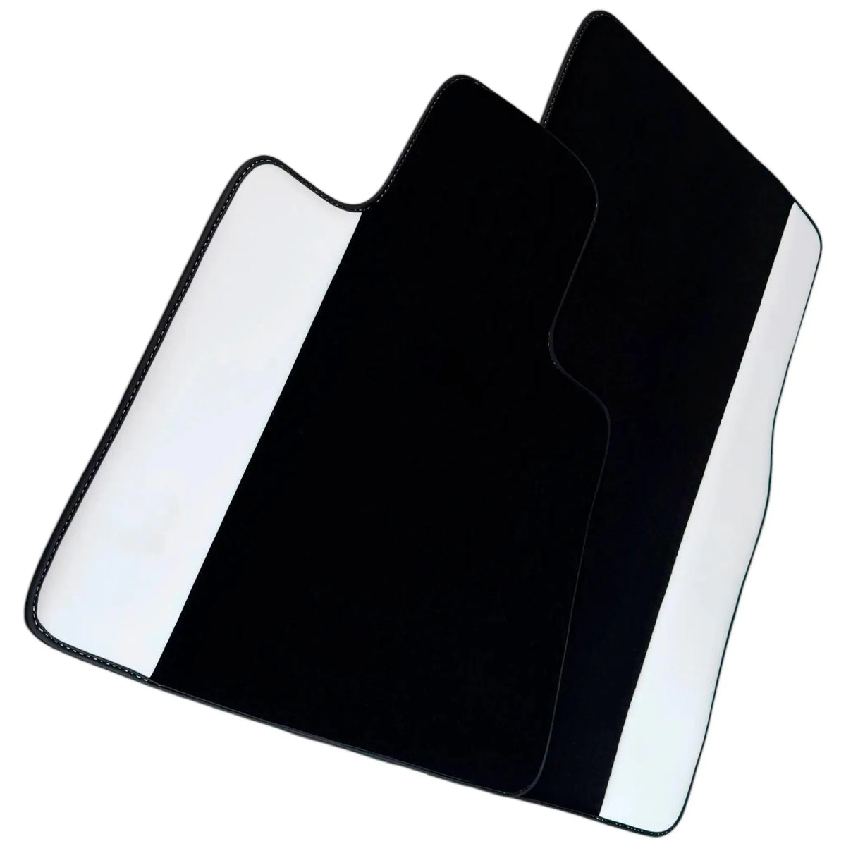 Black Floor Mats for Rolls Royce Ghost Series I (2010–2020) with White Leather