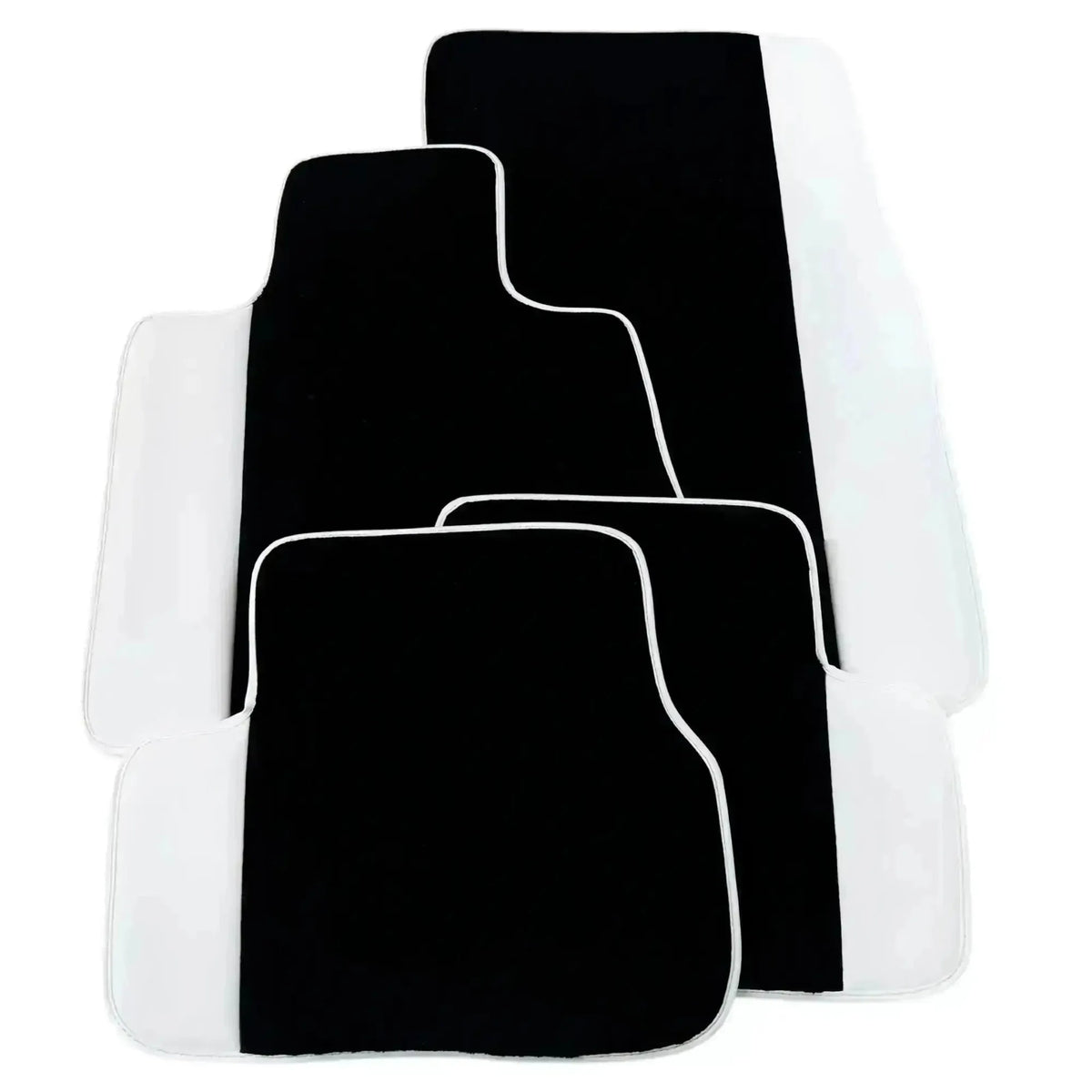 Black Floor Mats for Rolls Royce Phantom Drophead Coupe 2007-2016 with White Leather | White Trim
