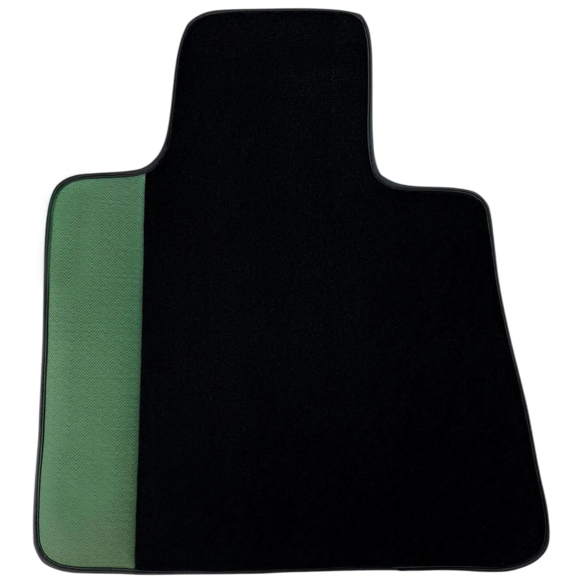 Black Floor Mats for Rolls Royce Phantom Sedan (2003-2016) with Green Leather Borders