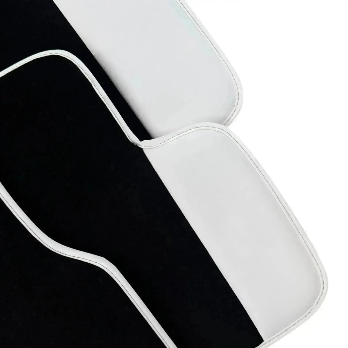 Black Floor Mats for Rolls Royce Phantom Sedan 2003-2016 with White Leather | White Trim