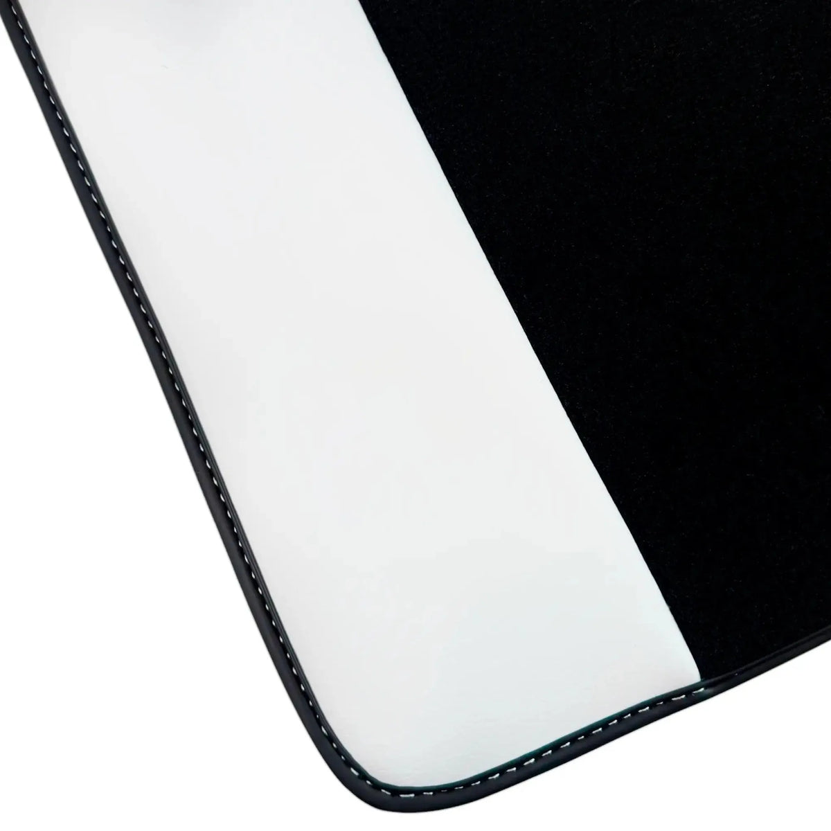 Black Floor Mats for Rolls Royce Shadow (1965-1977) with White Leather