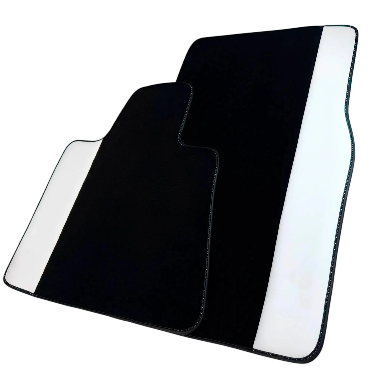 Black Floor Mats for Rolls Royce Shadow (1965-1977) with White Leather