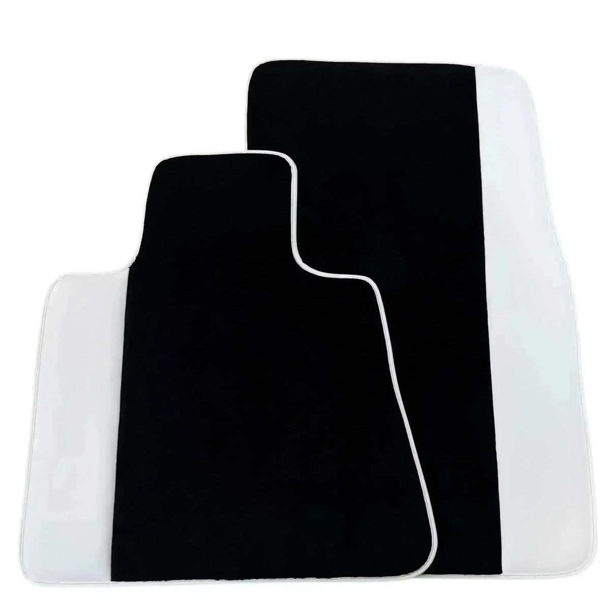 Black Floor Mats for Rolls Royce Shadow (1965-1977) with White Leather | White Trim