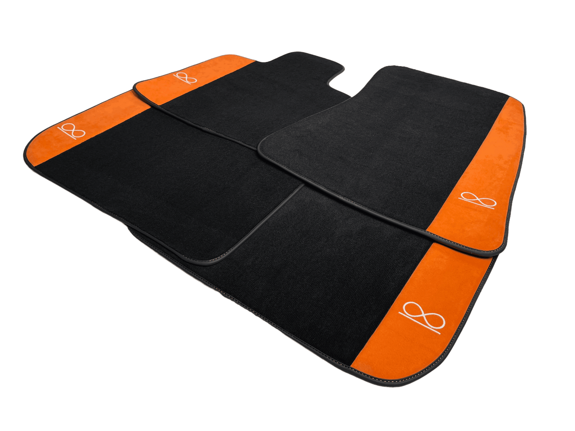 Black Floor Mats For Rolls Royce Spectre (2023-2024) Orange Alcantara Leather - AutoWin