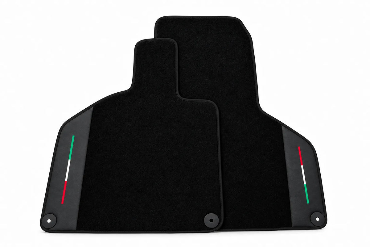 Black Floor Mats with Leather for Lamborghini Huracan (2014-2023) - Italian Edition Black trim