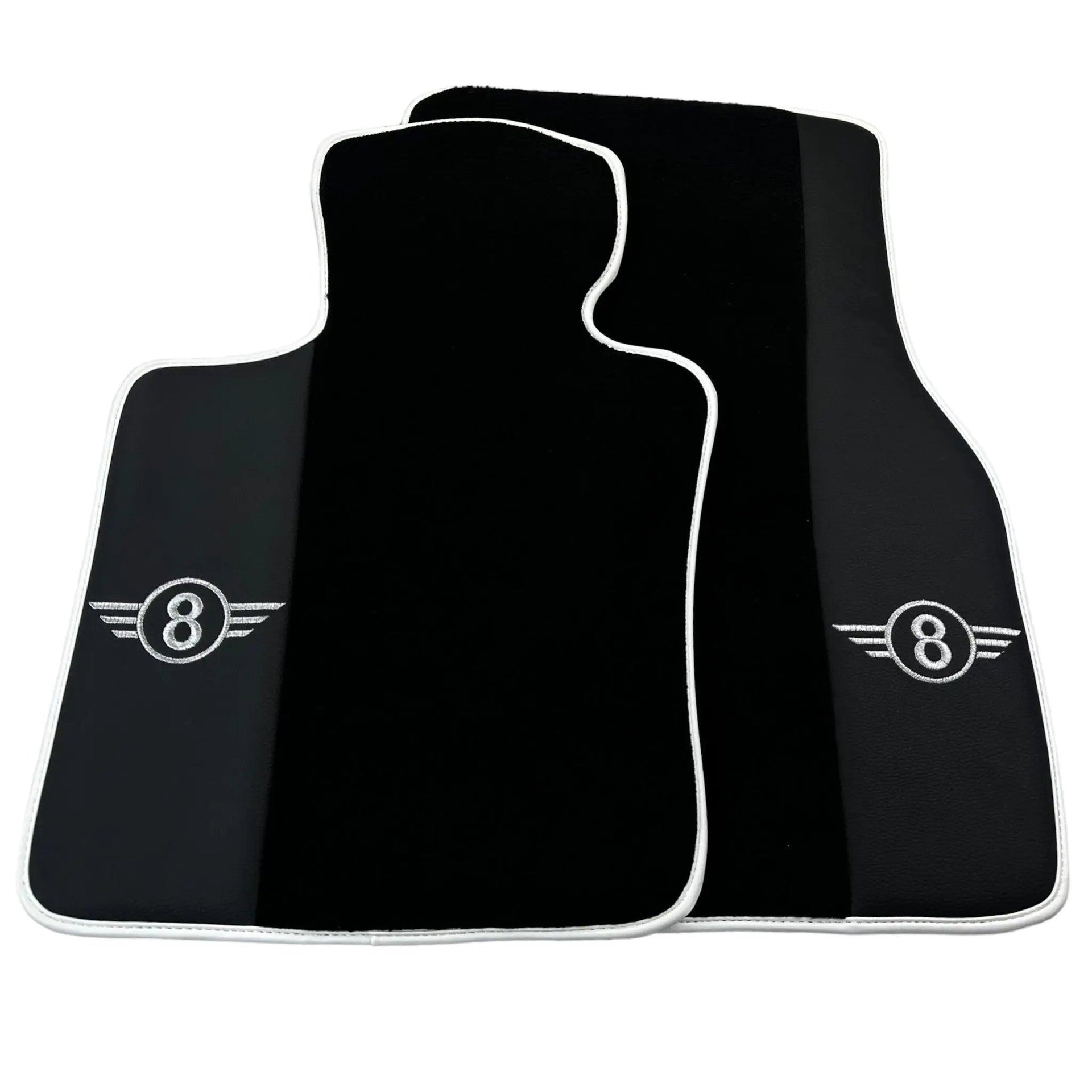 Black Floor Mats for Mini Cooper F56 (2013-2022) with Leather | White Trim - AutoWin