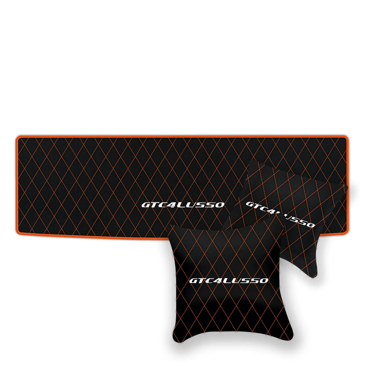 Black Leather Floor Mats for Ferrari GTC4 Lusso (2016-2023) with Single Diamond Pattern | Full Set Option