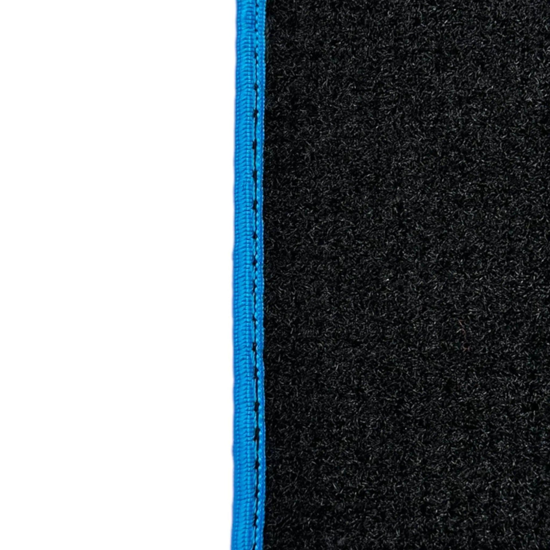 Black Leather Floor Mats For Lamborghini Aventador with Blue Trim - AutoWin