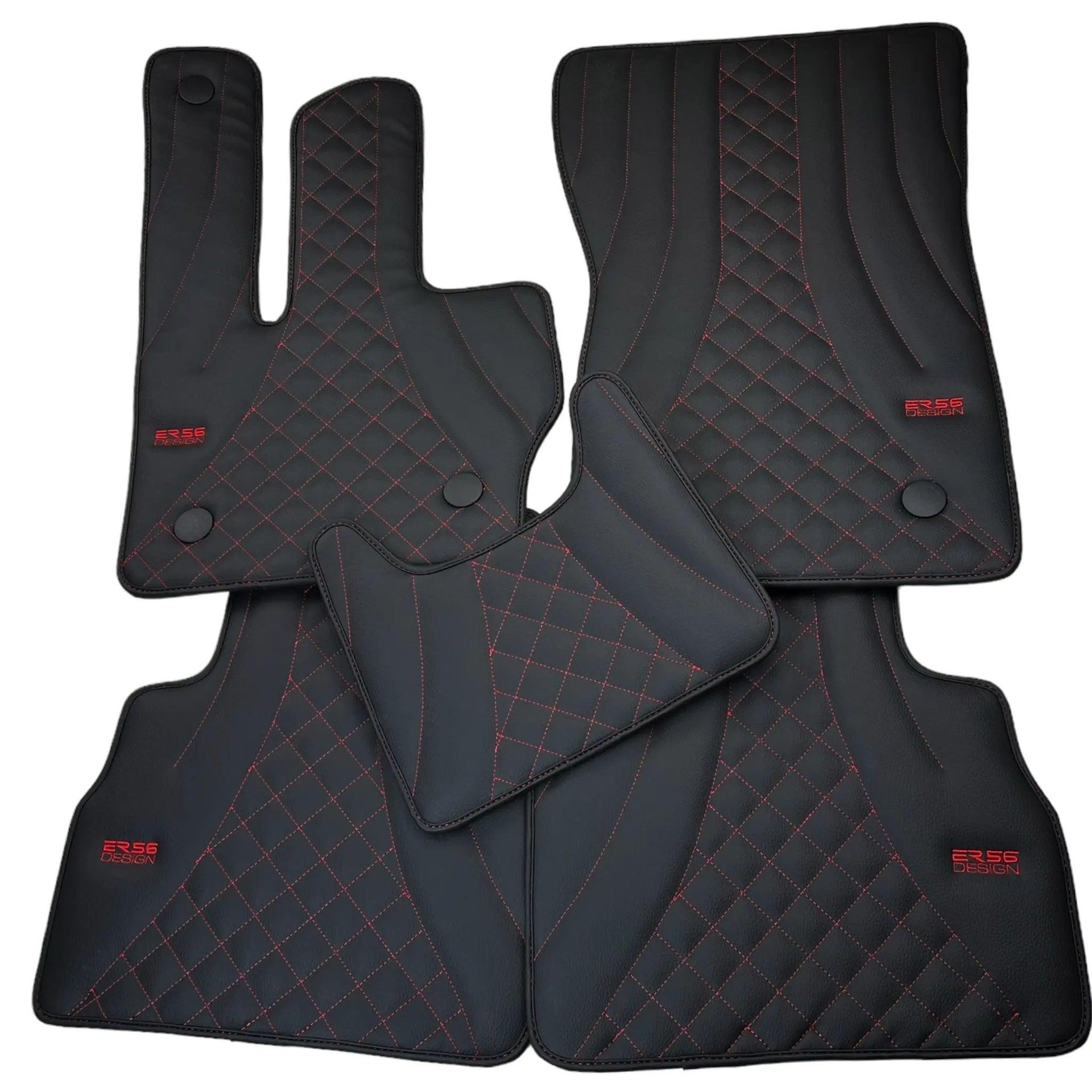 Black Leather Floor Mats for Mercedes-Benz G Class W461 (1979-2008) ER56 Design - AutoWin
