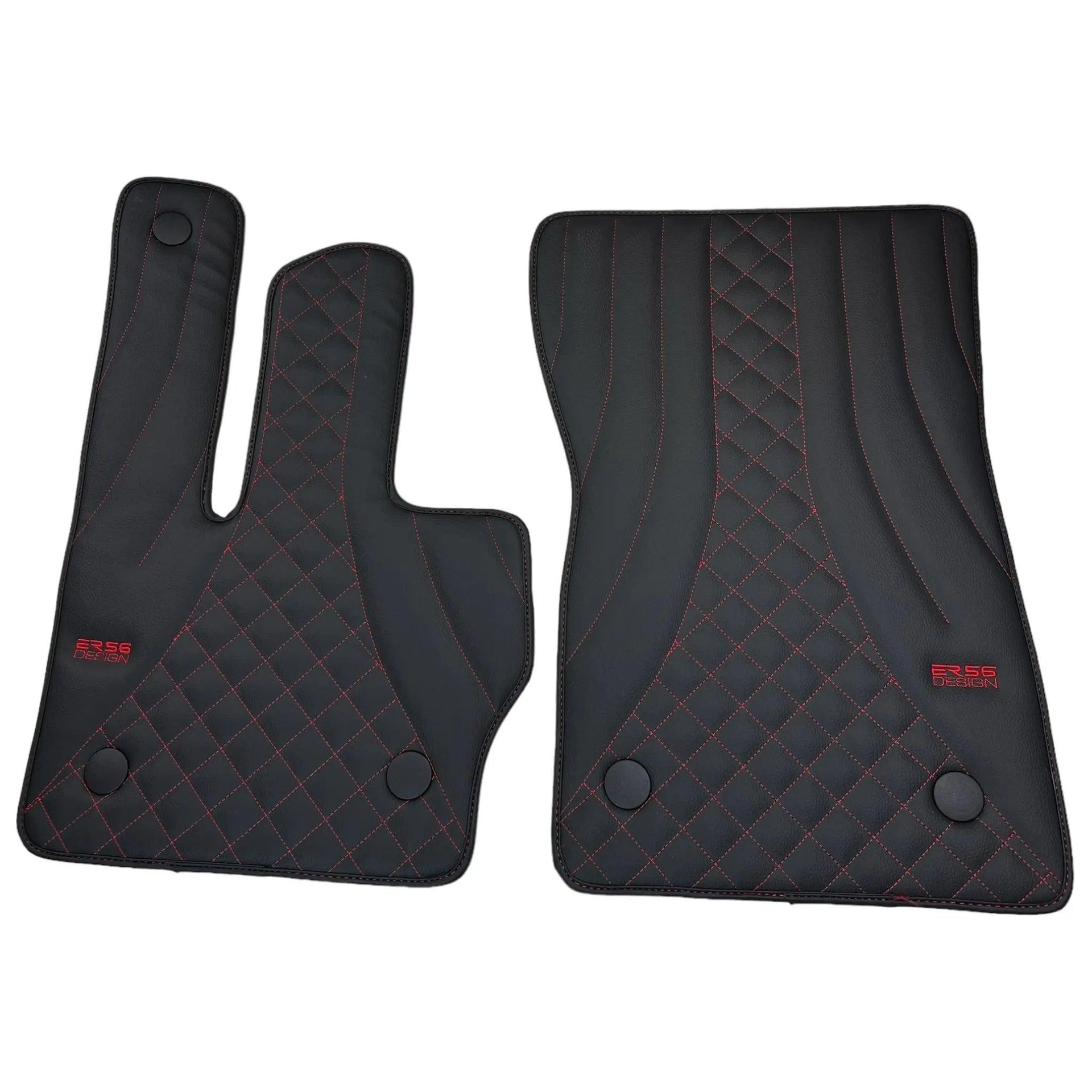 Black Leather Floor Mats for Mercedes-Benz G Class W461 (1979-2008) ER56 Design - AutoWin