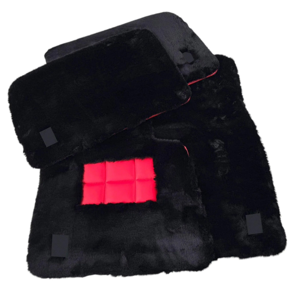 Black Sheepskin Floor Mats for Rolls Royce Phantom Sedan (2003-2016) Various Leather Colors