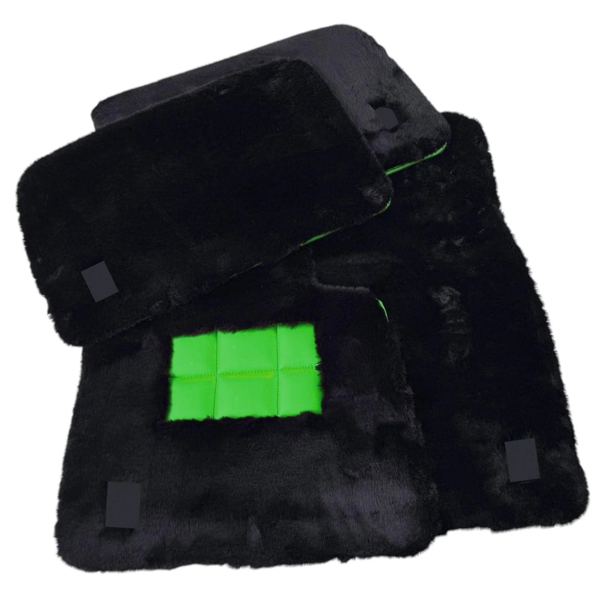Black Sheepskin Floor Mats for Rolls Royce Shadow (1965-1977) Various Leather Colors