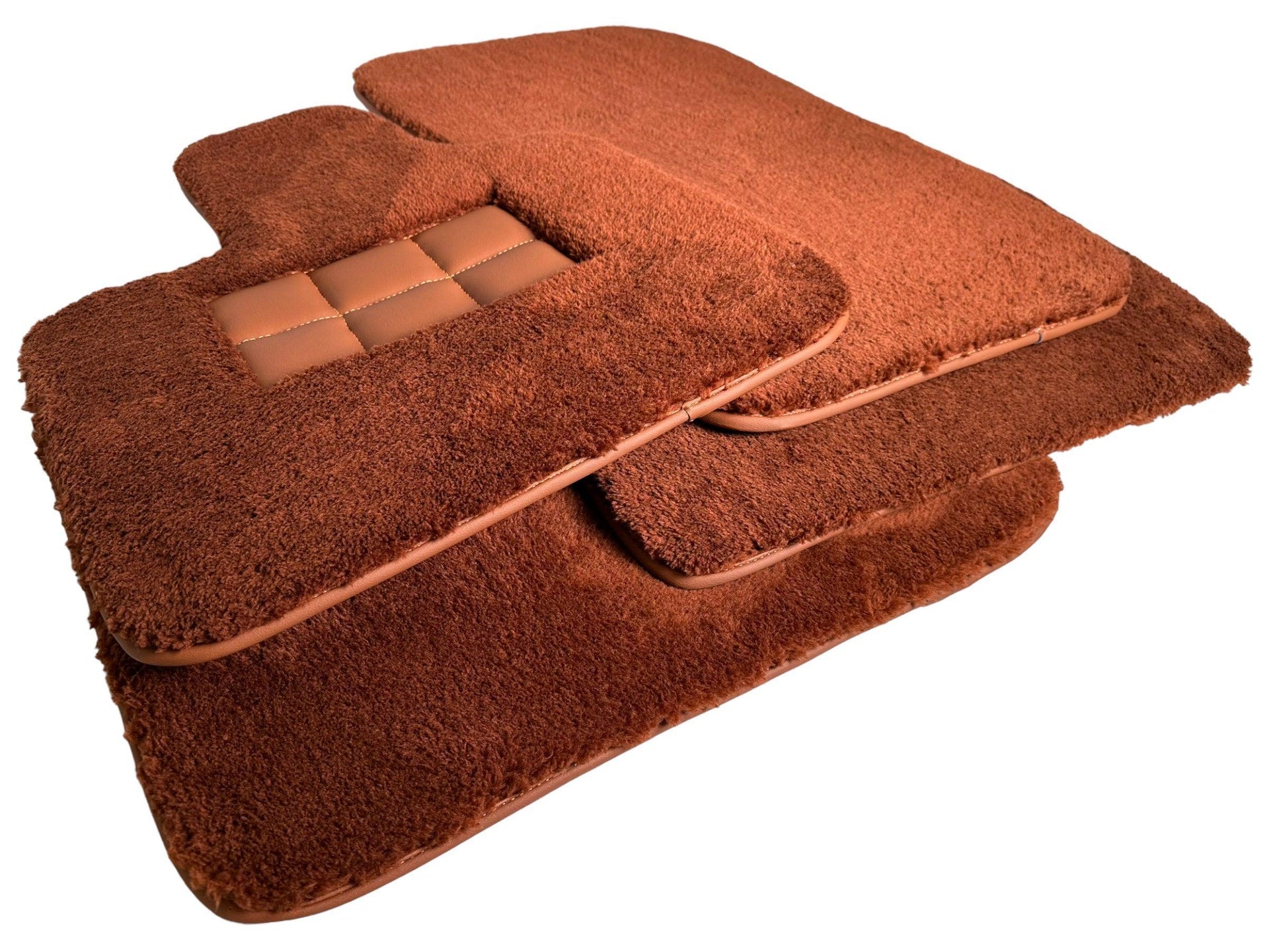 Brown Sheepskin Floor Mats For Rolls Royce Spectre (2023-2024) Er56 Design Brand - AutoWin