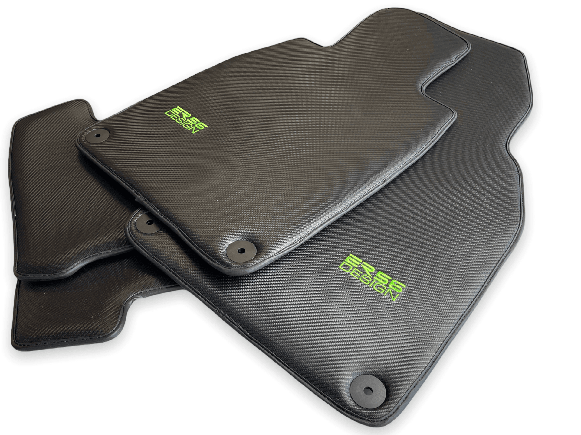 Carbon Fiber Floor Mats for Porsche Panamera (2017-2023) Green Sewing - AutoWin