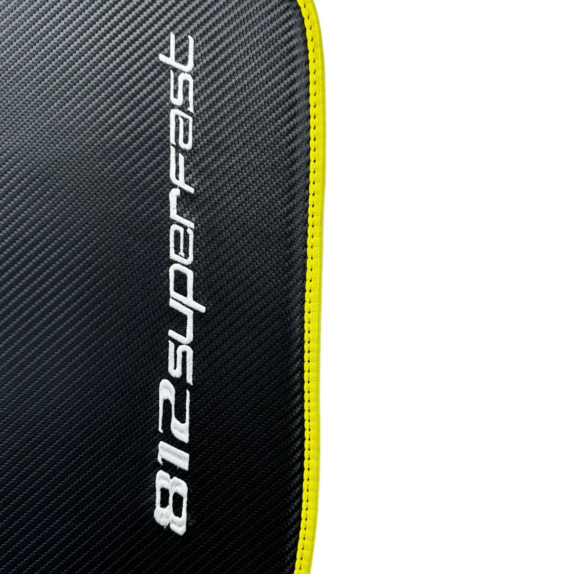 Carbon Floor Mats For Ferrari 812 Superfast (2018-2023) with Yellow Trim - AutoWin