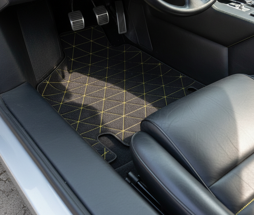 Customizable Leather Floor Mats with Triangle Pattern for Lamborghini Countach (1974–1990) - AutoWin