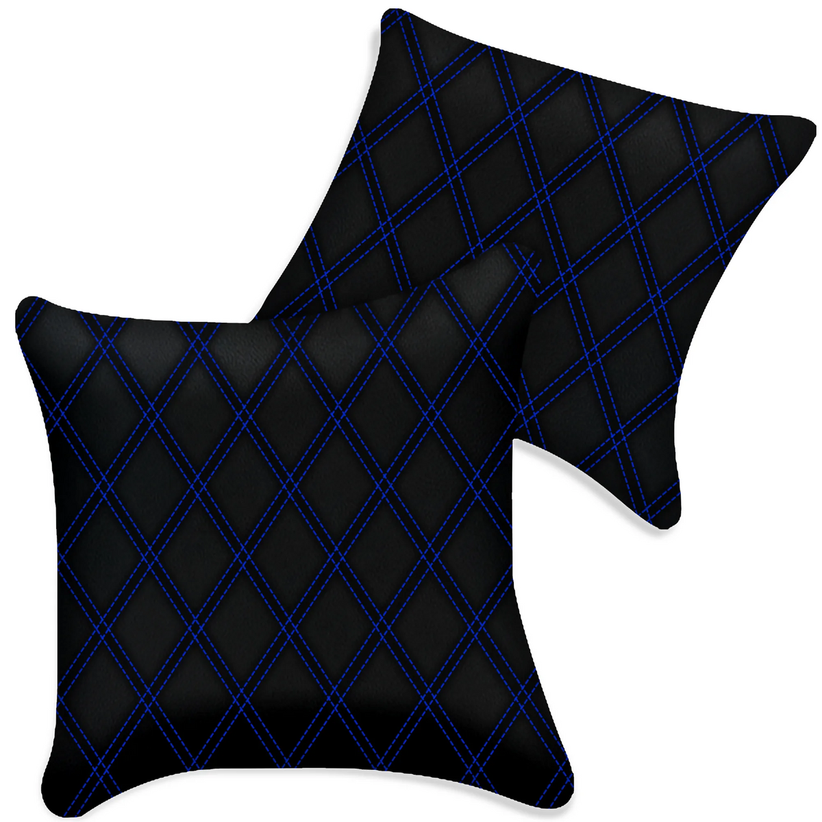 Customizable Black Leather Pillows Set of 2 for All Vehicles | Double Diamond Pattern
