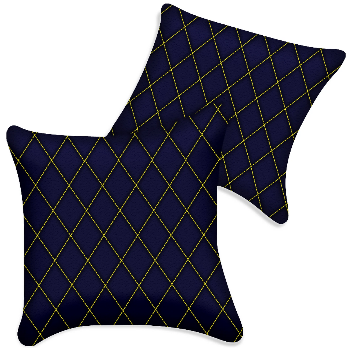 Customizable Dark Blue Leather Pillows Set of 2 for All Vehicles | Single Diamond Pattern