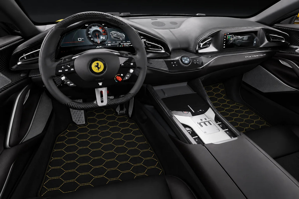 Customizable Divario Pattern Floor Mats for Ferrari Purosangue (2023-2027) inside the vehicle