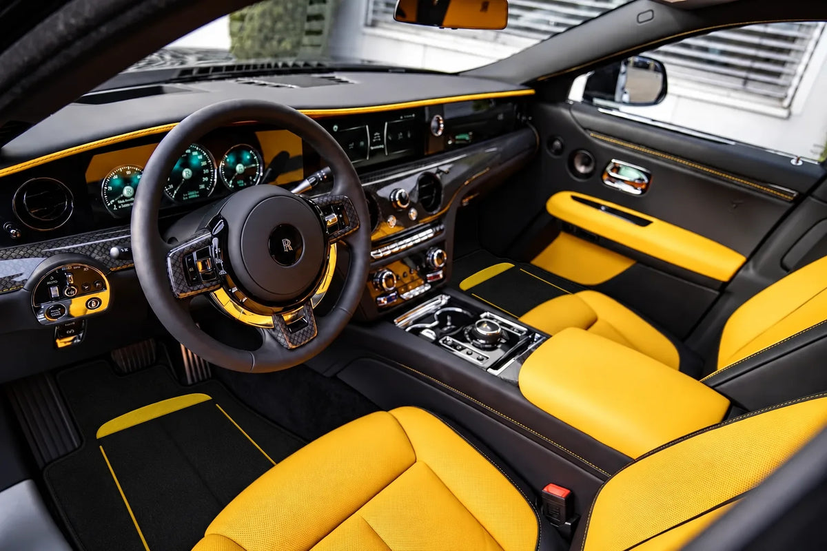 Customizable Leather Floor Mats with AW31 Pattern for Rolls Royce Ghost Series II (2021–2024) inside the vehicle