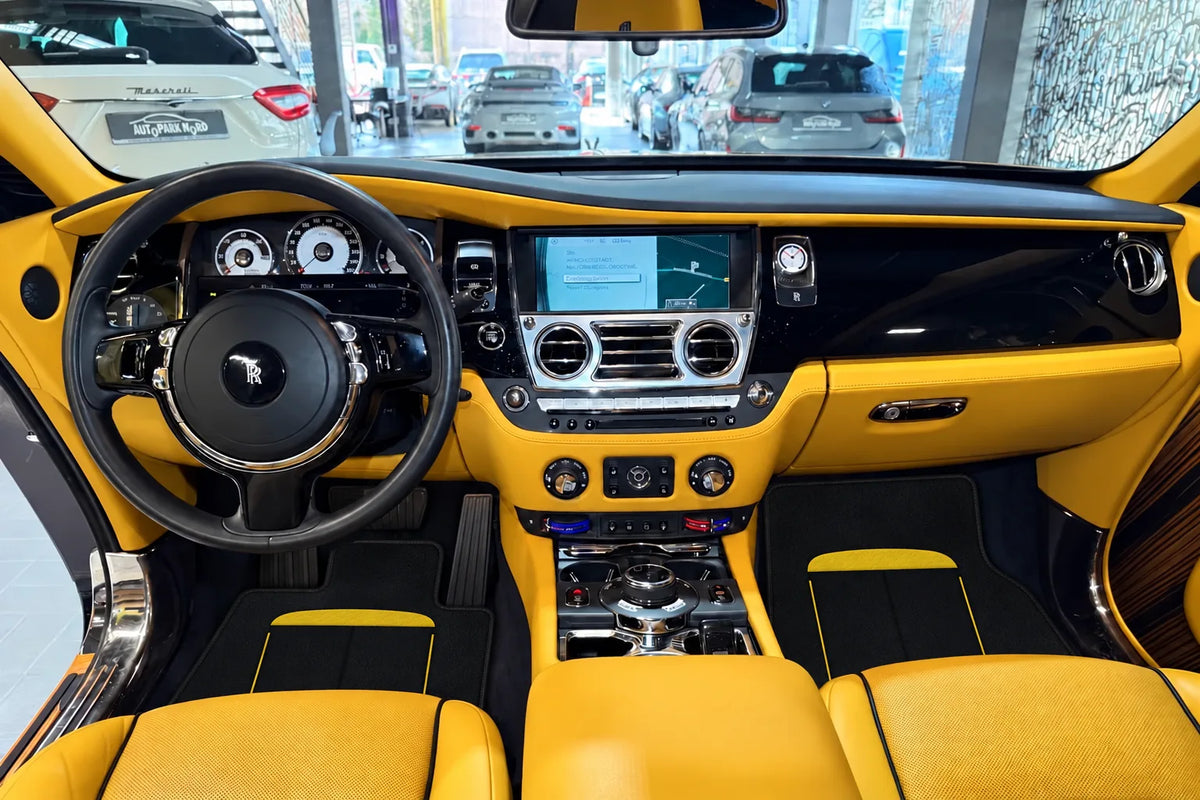 Customizable Leather Floor Mats with AW31 Pattern for Rolls Royce Wraith (2013–2023) inside the vehicle