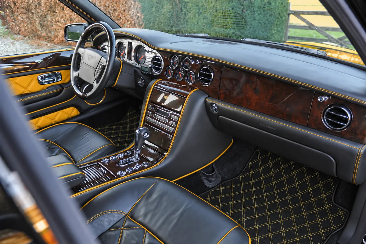 Customizable Leather Floor Mats with Double Diamond Pattern for Bentley Arnage T (1998-2009) inside the vehicle