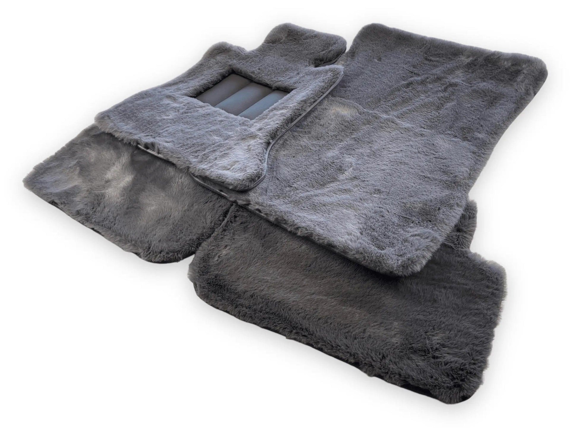 Dark Gray Sheepskin Floor Mats For Bentley Bentayga Design Brand - AutoWin