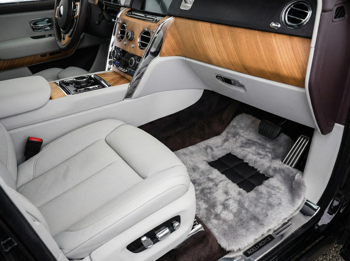 Dark Gray Sheepskin Floor Mats For Rolls Royce Cullinan Rr31 2018-2025 Er56 Design Brand