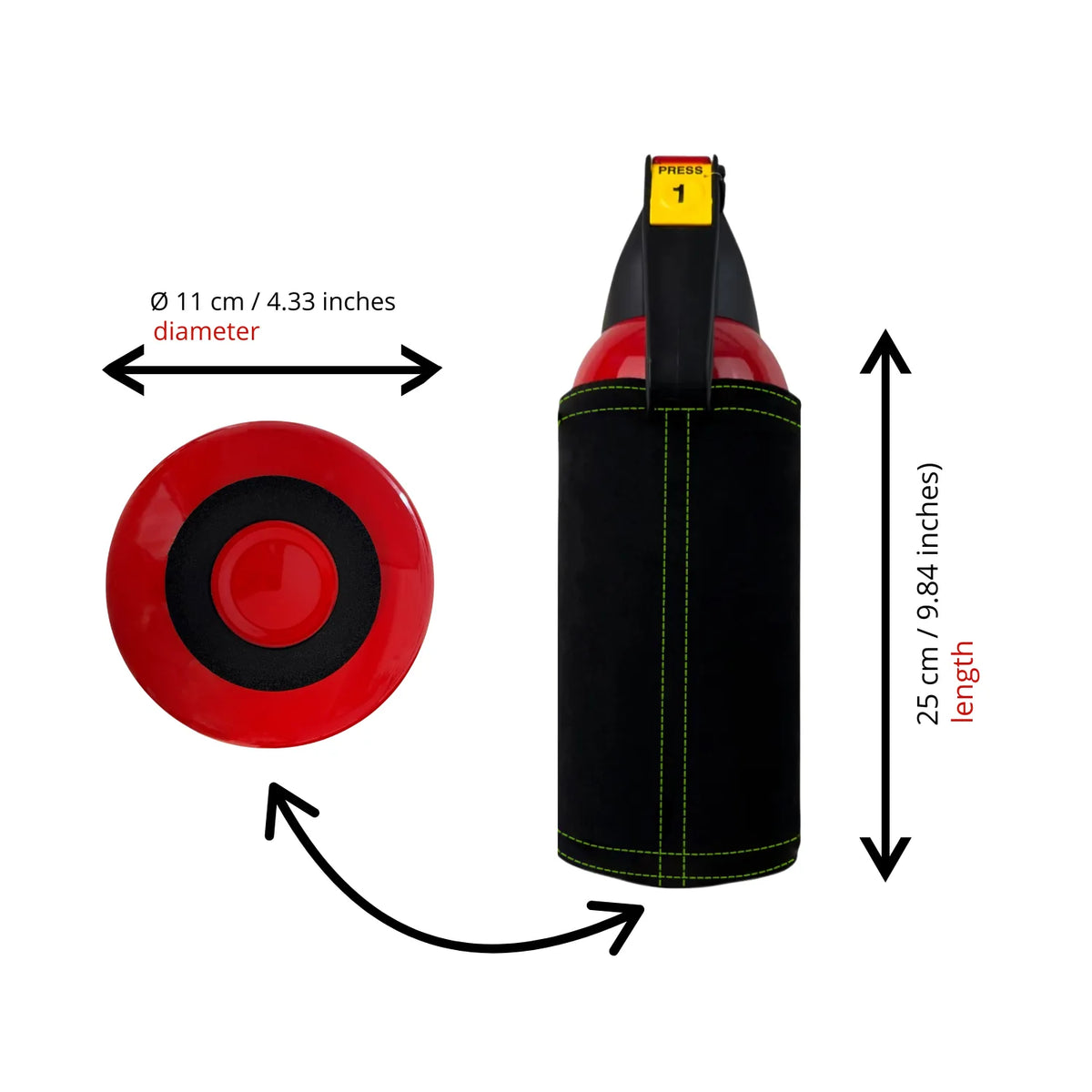 Fire Extinguisher Cover for Supercars – Black Alcantara with Various Color Stitching