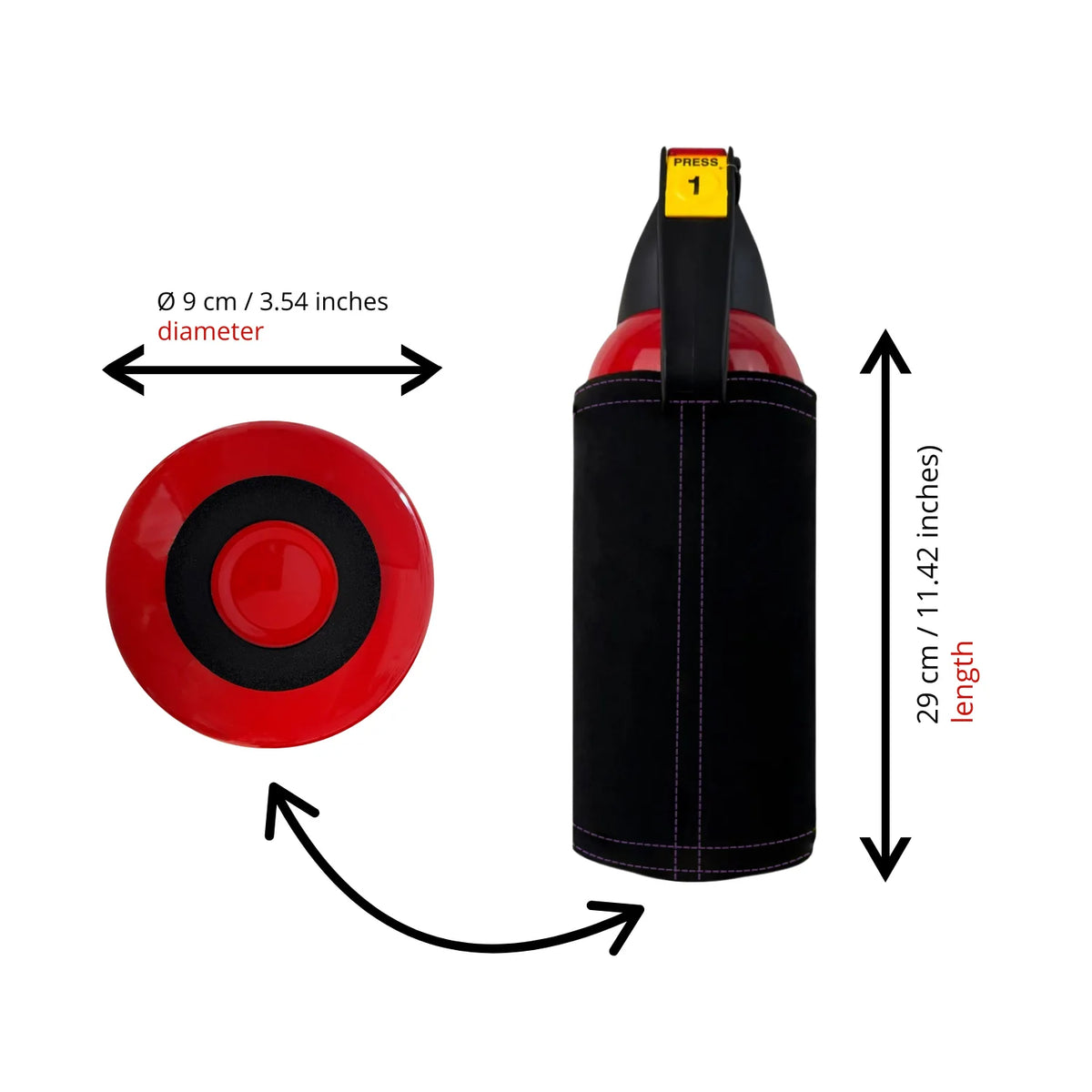 Fire Extinguisher Cover for Supercars – Black Alcantara with Various Color Stitching