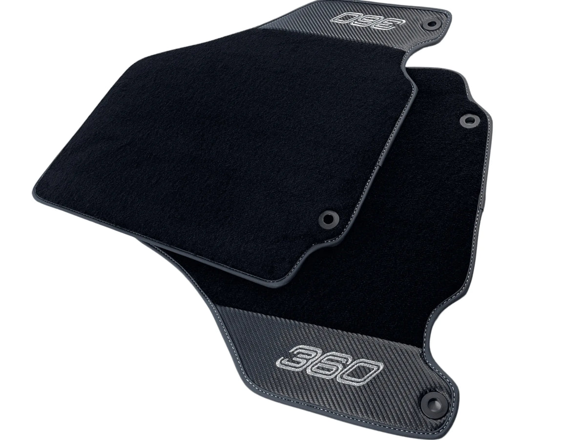 Floor Mats For Ferrari 360 Modena 1999-2005 Black With Carbon Fiber Leather - AutoWin