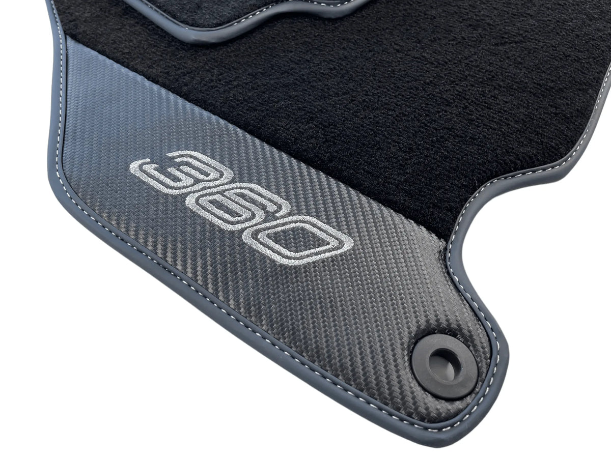 Floor Mats For Ferrari 360 Modena 1999-2005 Black With Carbon Fiber Leather - AutoWin