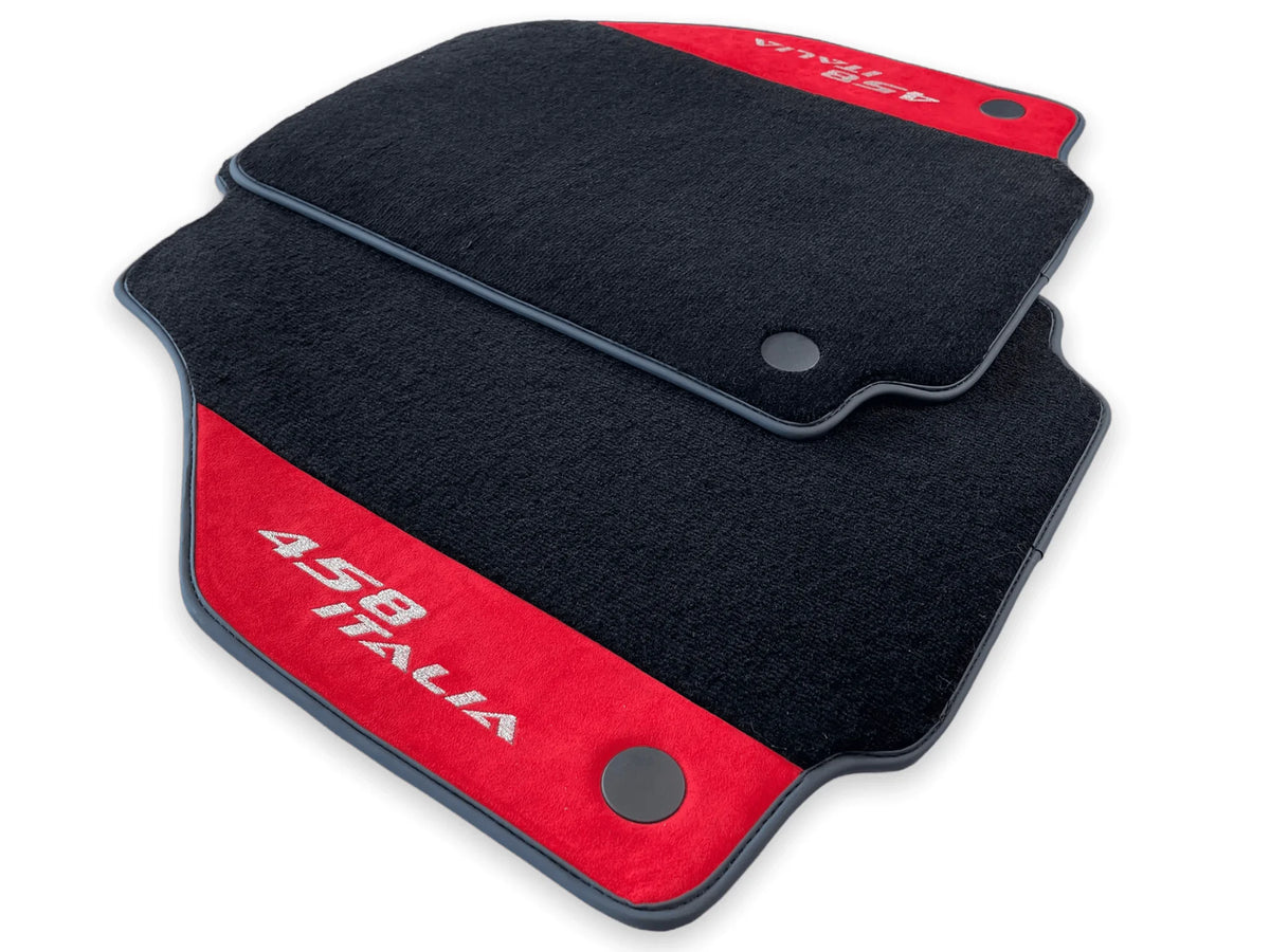 Floor Mats For Ferrari 458 Italia 2009-2015 Red Alcantara Leather - AutoWin