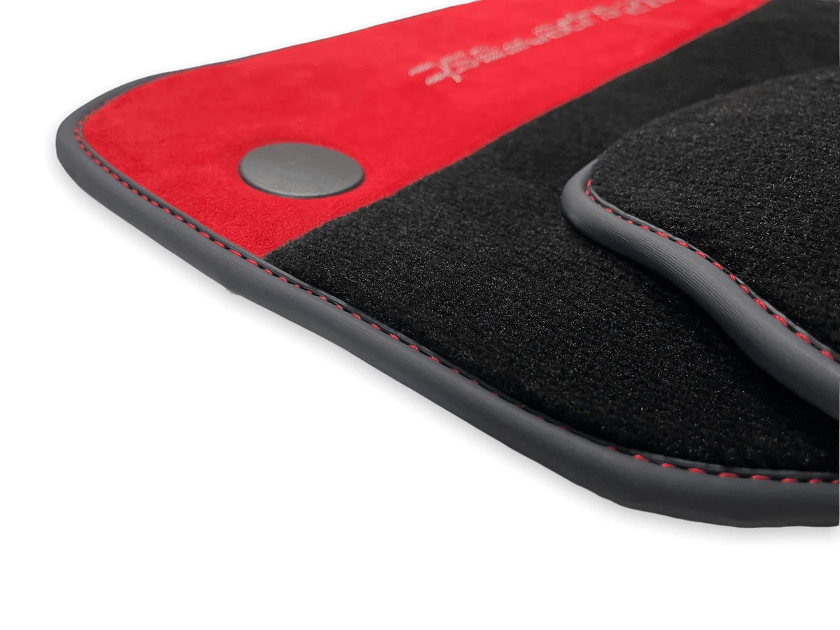 Floor Mats For Ferrari 812 Superfast Red Aclantara And Black Carpet - AutoWin