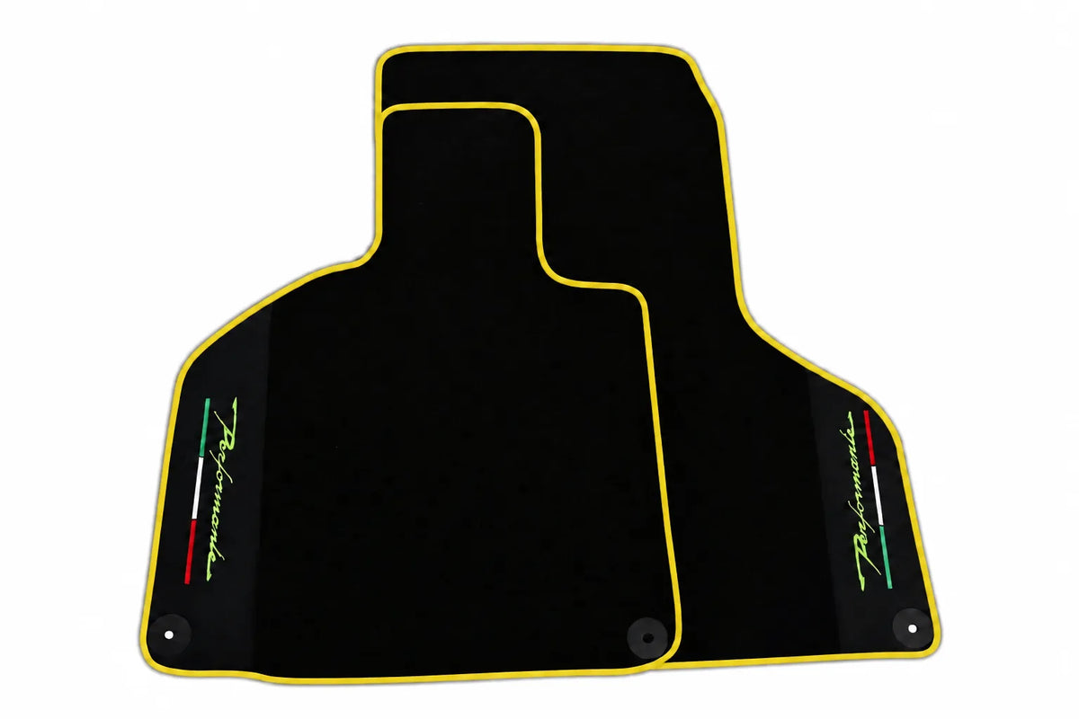 Floor Mats for Lamborghini Huracan Perfomante with Alcantara Leather | Various Trim Colors Yellow trim