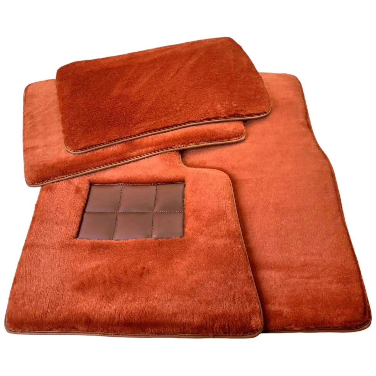 Ginger Color Sheepskin Floor Mats for Rolls-Royce Phantom Drophead Coupe (2007-2016) - AutoWin